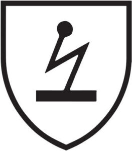 Piktogramm elektrische Gefahr schwarzes Spannungssymbol 